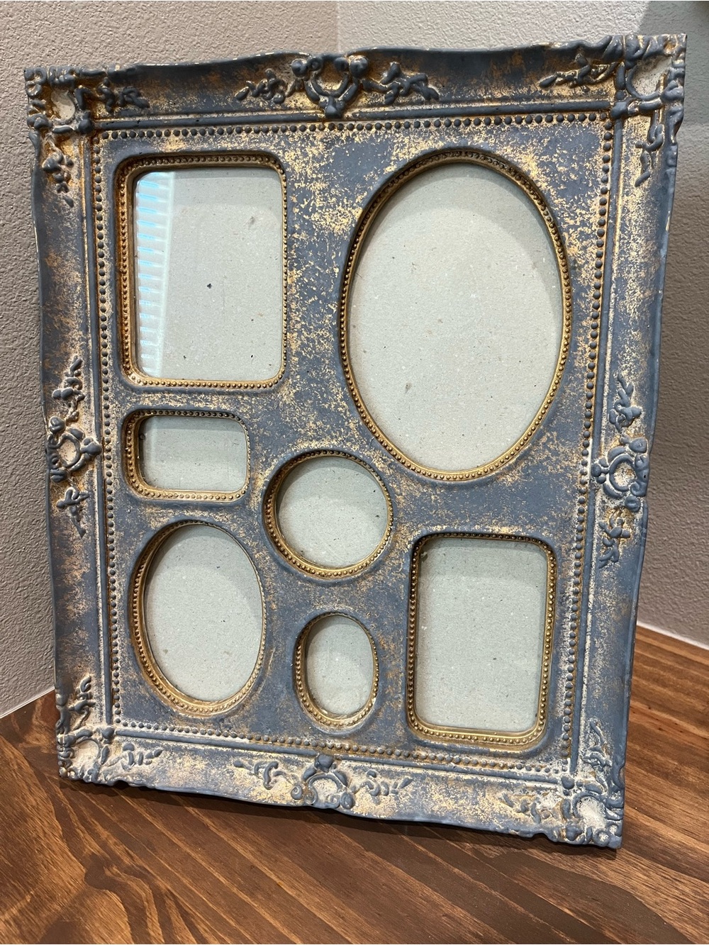Vtg Gold Repurposed Ornate Multi Photo Frame Baroque Wall Collage 15.75X12.75”